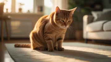 Gato Maine Coon sentado em posição de esfinge demonstrando sinais sutis de dor em gatos e desconforto silencioso.